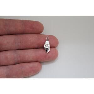Sterling Silver Hand Charm, Silver Open Hand Necklace
